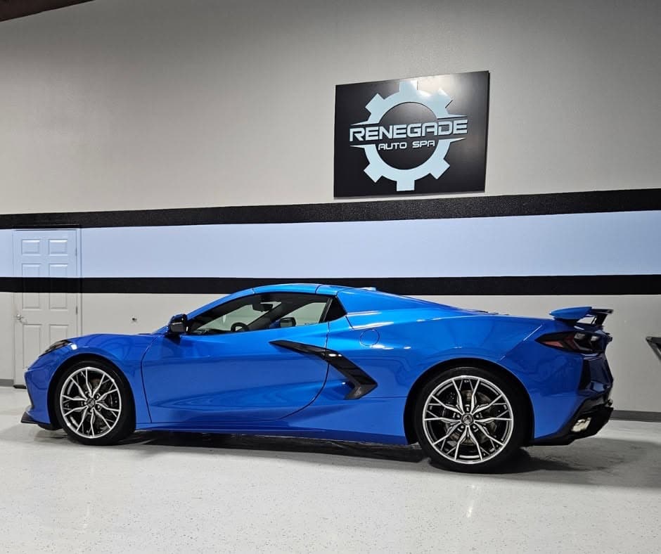 Blue C8 Corvette with freshly corrected, high-gloss paint