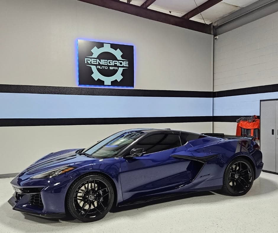 Dark blue Chevrolet Corvette Z06 detailed and coated at Renegade Auto Spa