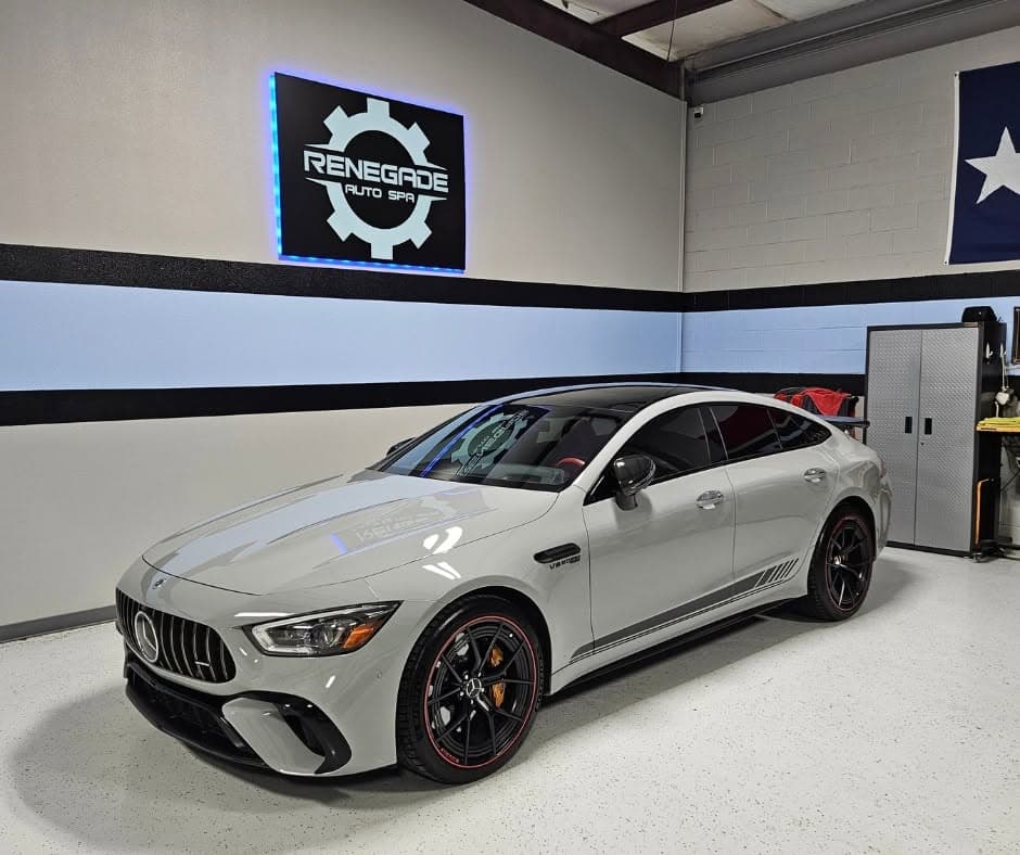 2023 Mercedes-AMG GT with full-front LLumar Platinum PPF at Renegade Auto Spa in Rockwall, TX