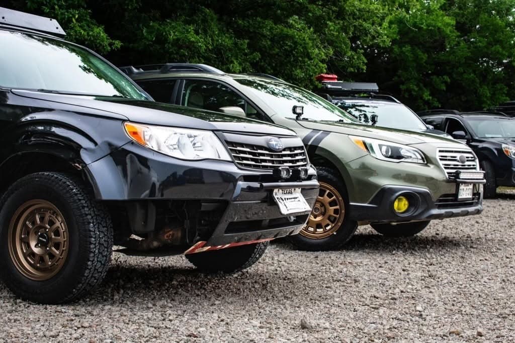 Lifted Subaru Forester and Outback on bronze wheels